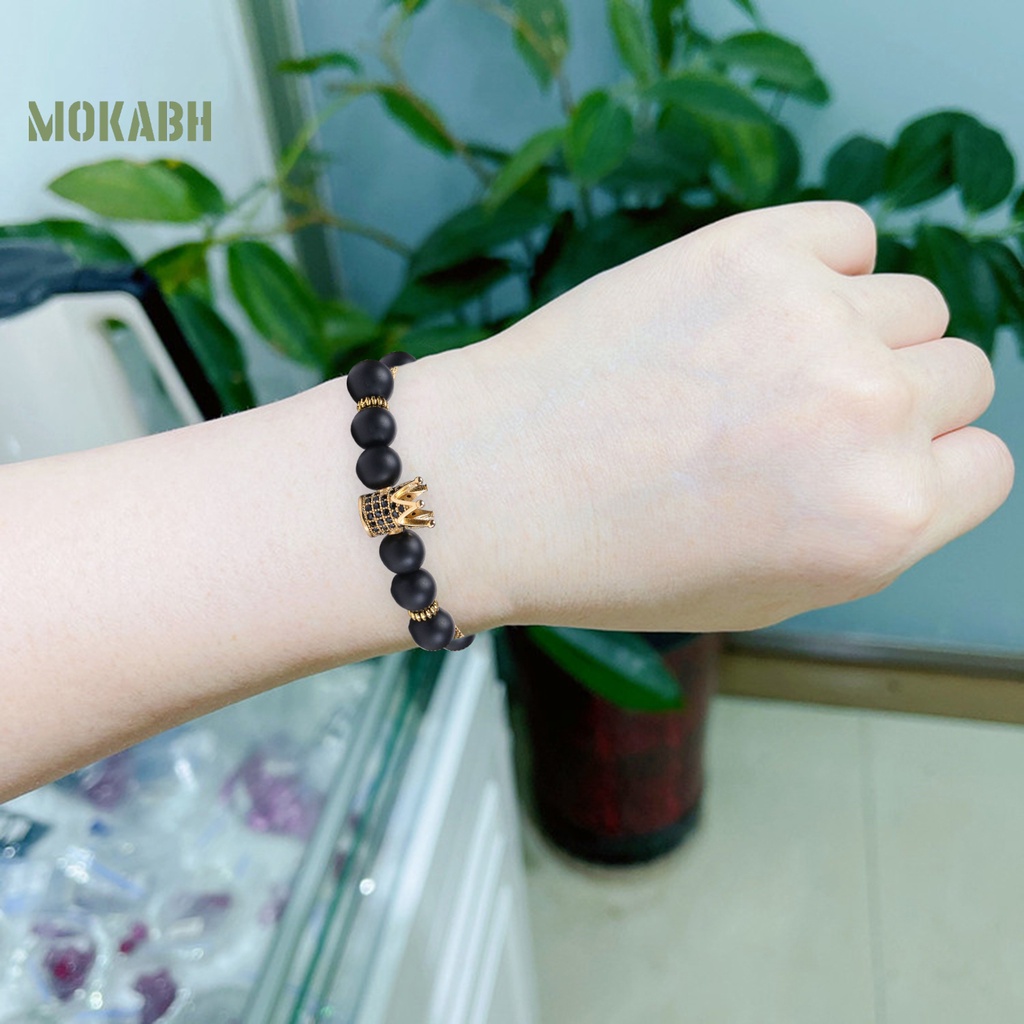 Vòng Tay Chuỗi Hạt Đá Tự Nhiên Mặt Hình Lục Giác Màu Tương Phản Tùy Chỉnh Thời Trang Cho Nam Và Nữ