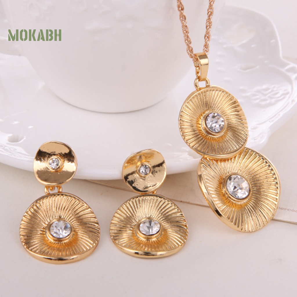 1 Bộ Vòng cổ + Bông Tai Mạ Niken Đính Pha Lê Nhân Tạo Kiểu Hình Học Phong Cách Cổ Điển Thời Trang