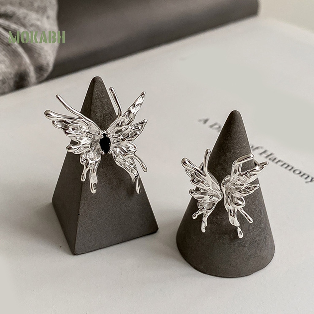 [Mới] Nhẫn Đeo Ngón Tay Họa Tiết Bướm Không Phai Màu Sáng Bóng Điều Chỉnh Được Cá Tính Cao Cấp Dành Cho Nữ