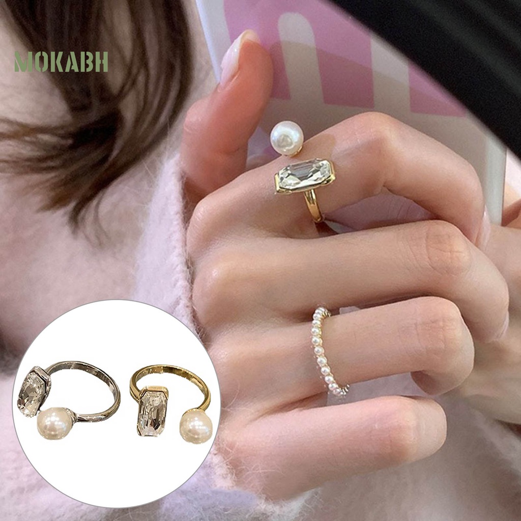 [Mới] Nhẫn Hở Đính Đá Zircon Ngọc Trai Nhân Tạo Không Phai Màu Điều Chỉnh Được Không Gây Dị Ứng Trang Trí Hợp Thời Trang