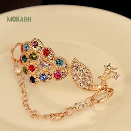 (Hot) Vòng Tay HìNh Chim Công ĐíNh Đá NhiềU MàU SắC