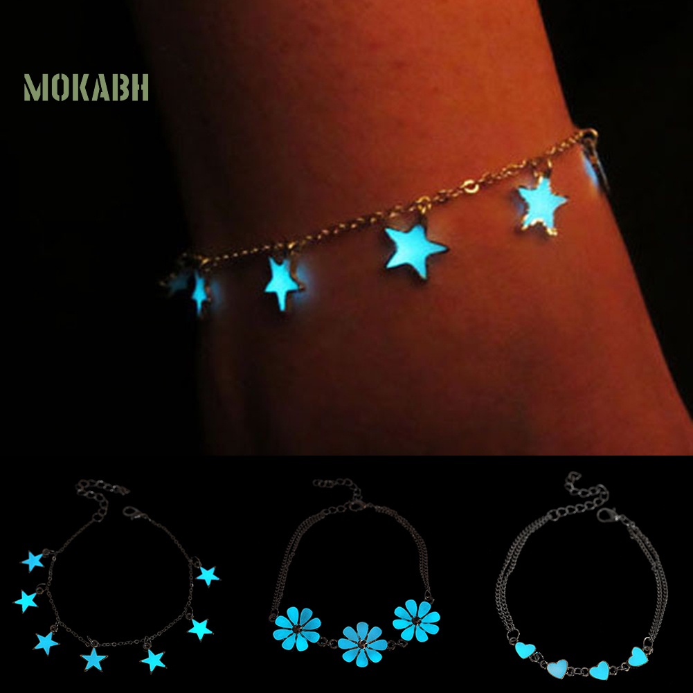 [Hot] Lắc Chân Hình Hoa Ngôi Sao Trái Tim Phát Sáng Trong Bóng Tối Cho Nữ