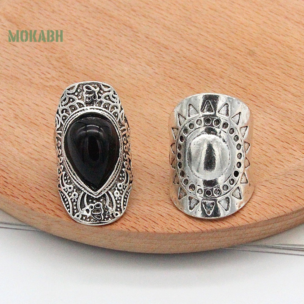 Set 4 Nhẫn Đeo Tay Siêu Nhẹ Chống Mài Mòn Phong Cách Bohemian Thời Trang Dự Tiệc Cho Nam Và Nữ