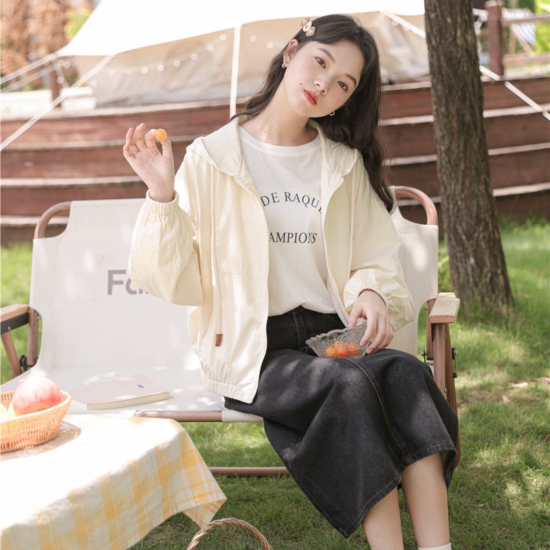 Áo Khoác Chống Gió Thoáng Khí Dáng Rộng Màu Mơ Sữa Phong Cách Hàn Quốc Thời Trang Mùa Hè Mới