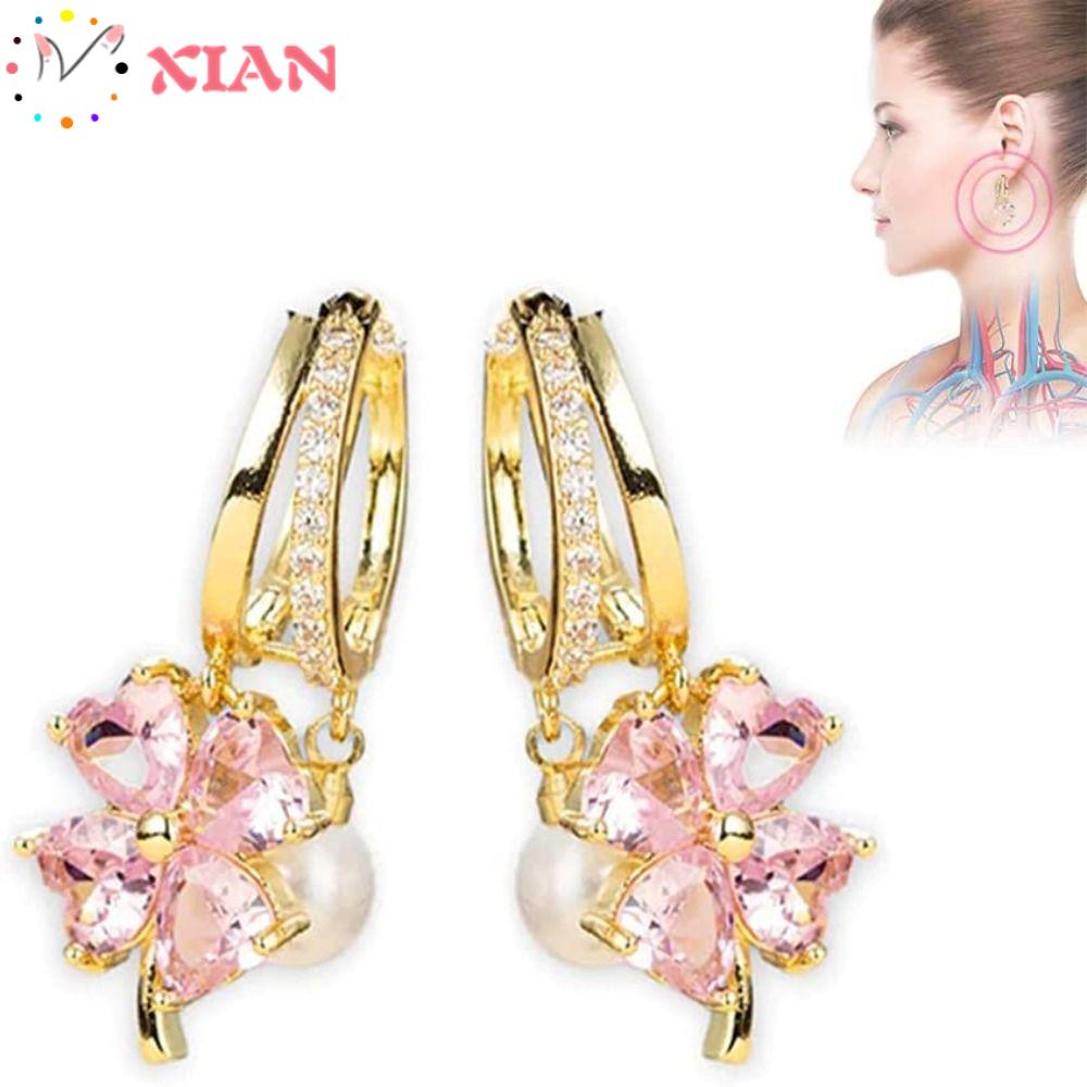 Bông Tai Nam Châm Hình Hoa Lủng Lẳng Giúp Giảm Căng Thẳng