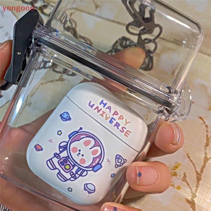 Hộp Nhựa Cứng Trong Suốt Phối Dây Xích Kim Loại Phong Cách Hip Hop Cá Tính