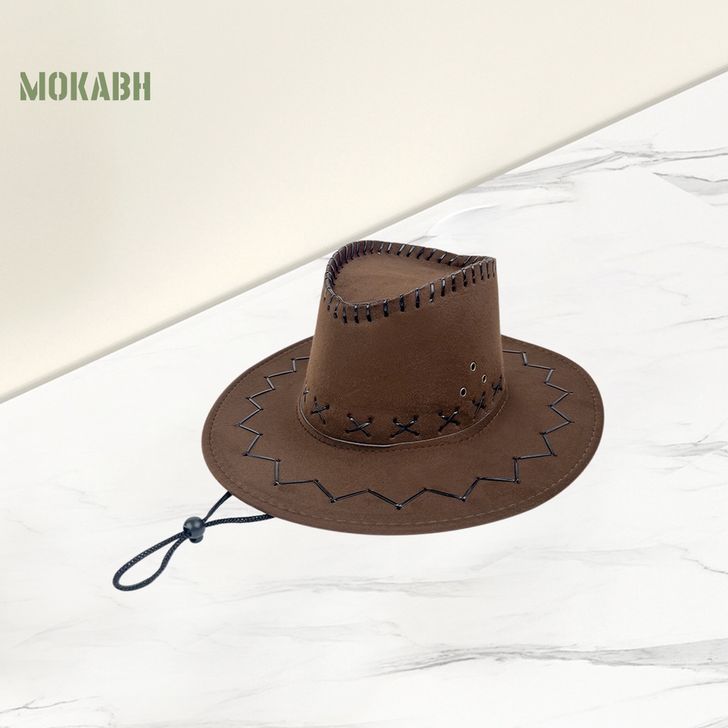 Nón Cao Bồi Màu Trơn Chống Gió Có Dây Đeo Thời Trang Cho Nam Nữ