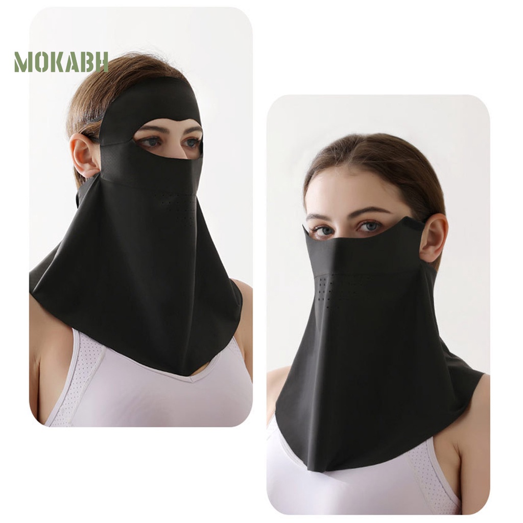 [Mok Abh] Khăn Choàng Cổ Che Mặt Chống Nắng Chống Bụi Chống Tia UV Bằng Lụa Lạnh Có Dây Buộc Tai Có Thể Điều Chỉnh Dành Cho Nữ Đi Xe Đạp