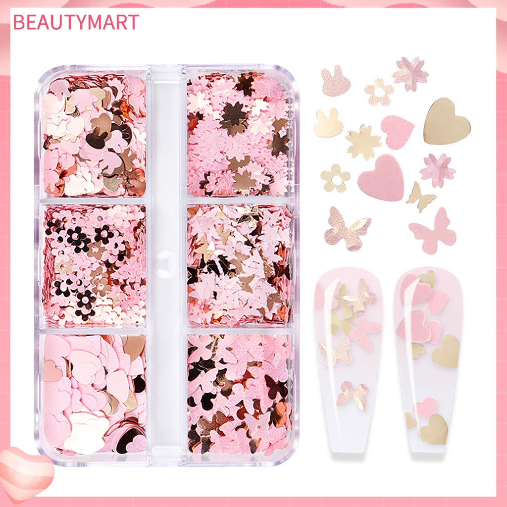 1 Hộp Kim Tuyến Lấp Lánh Hình Lá Phong 6 Ngăn Không Phai Màu Sắc Sống Động Trang Trí Móng Tay Nghệ Thuật