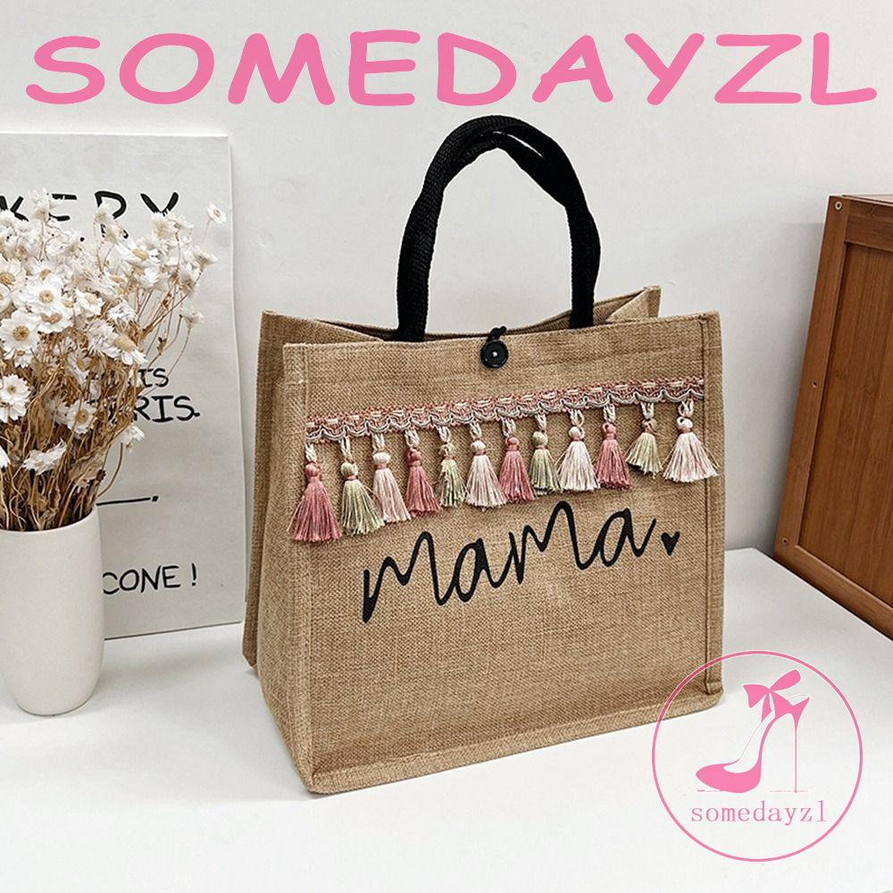 Túi Xách Đeo Vai Vải Lanh Họa Tiết Thổ Cẩm Vintage Đựng Mỹ Phẩm / Đồ Mua Sắm Cho Nữ