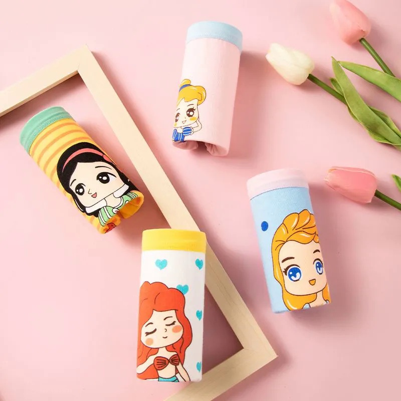 Quần Lót Cotton Họa Tiết Công Chúa Elsa / Nàng Tiên Cá Xinh Xắn Cho Bé Gái