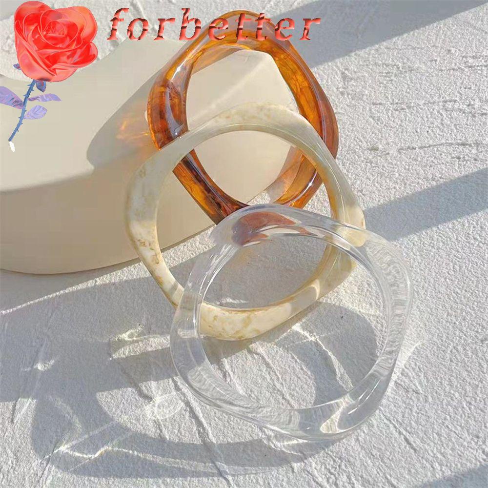 Vòng Tay Resin Bản Rộng Màu Hổ Phách Phong Cách Vintage Đơn Giản Cho Nữ