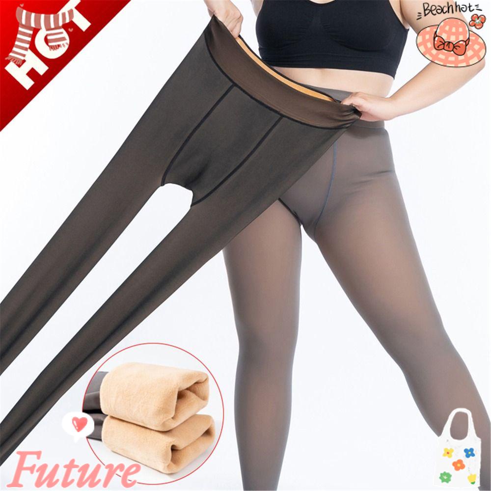 Quần Tất Giữ Ấm Chân Giả Lông Cừu Màu Đen / Xám / Cà Phê Trong Mờ Gợi Cảm Cho Nữ