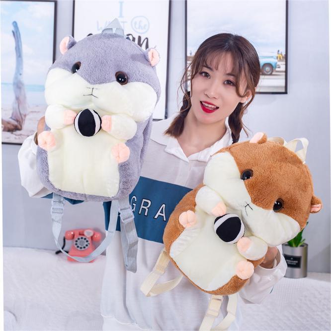 Ba lô DEERE JACK nhồi bông giữ ấm tay hình chuột hamster hoạt hình sáng tạo phong cách Hàn Quốc đa ứng dụng cho nữ