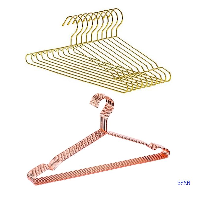 Bộ 10 Móc Treo Quần Áo Bằng Kim Loại Chịu Được Sức Nặng Tiết Kiệm Không Gian