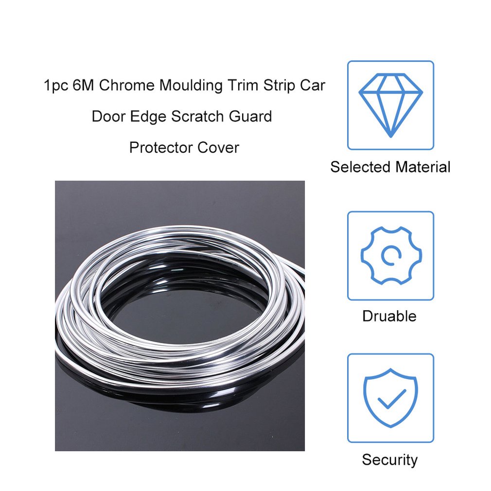 New 6M Chrome Moulding Trim Strip Car Door Edge Scratch Guard Protector Cover Roll [Q/12]