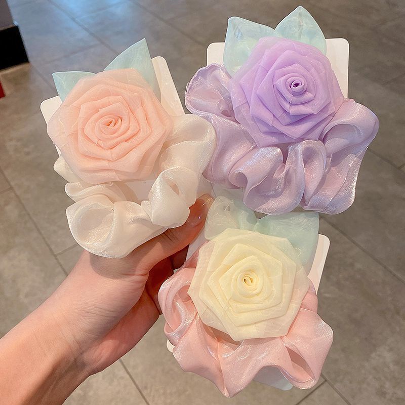 Dây Buộc Tóc Cao Su Đính Hoa Hồng Lớn Mẫu Mới 2023 Thời Trang Cho Bé Gái