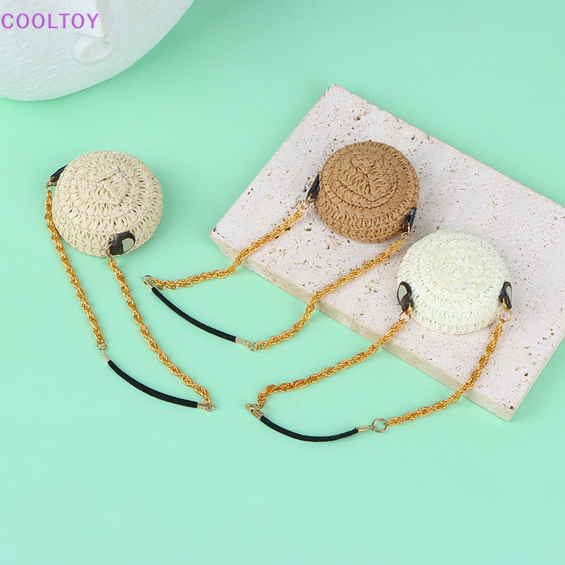 Túi Cói Đeo Chéo Hình Tròn Mini Tỉ Lệ 1 / 12 Cho Búp Bê