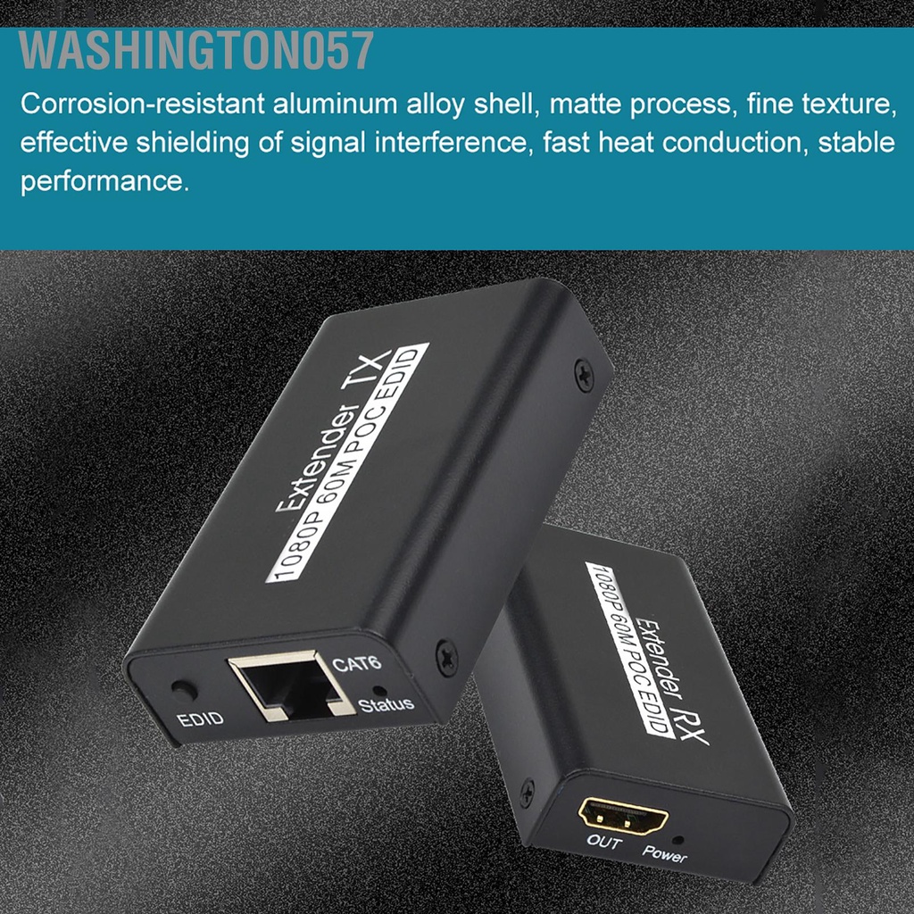Washington057 Bộ mở rộng HDMI phát Internet 60M cho Cáp POC Chức năng Học tập EDID 100‑240V