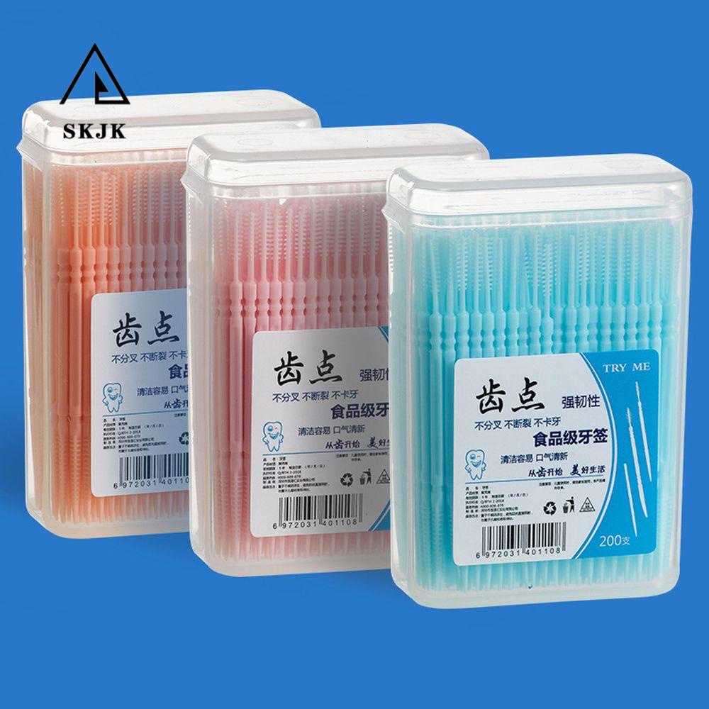 Bàn chải tăm hai đầu SKJK bằng nhựa PP màu kẹo siêu mịn mềm mại