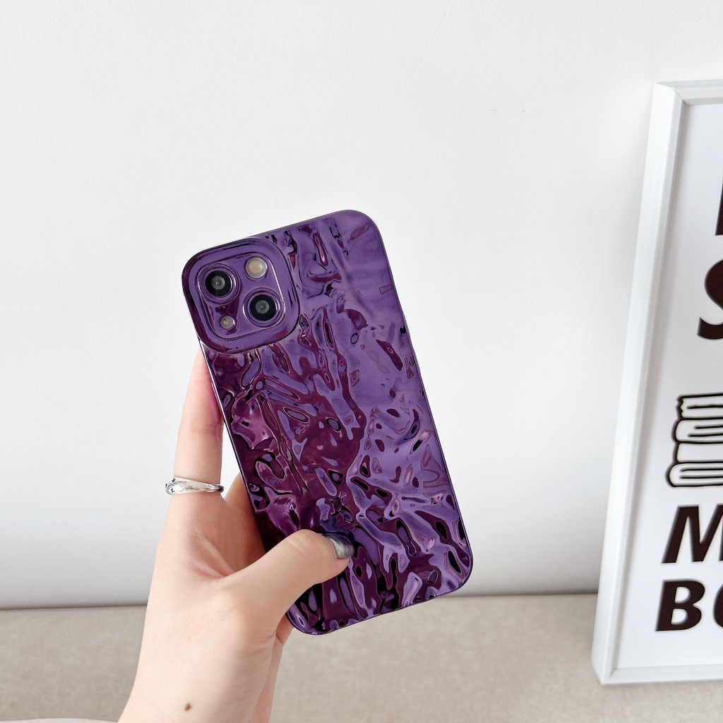 Ốp Điện Thoại PC Cứng Họa Tiết Vân Đá Màu Trơn Thời Trang Chống Rơi Cho iPhone 14 13 12 11 PRO MAX XR XS 7 / 8 Plus