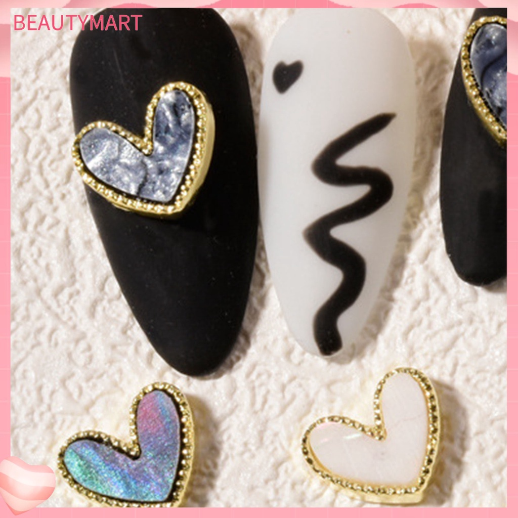 Set 10 Phụ Kiện Trang Trí Móng Tay Tạo Hiệu Ứng 3D Trái Tim Sang Trọng Cho Salon
