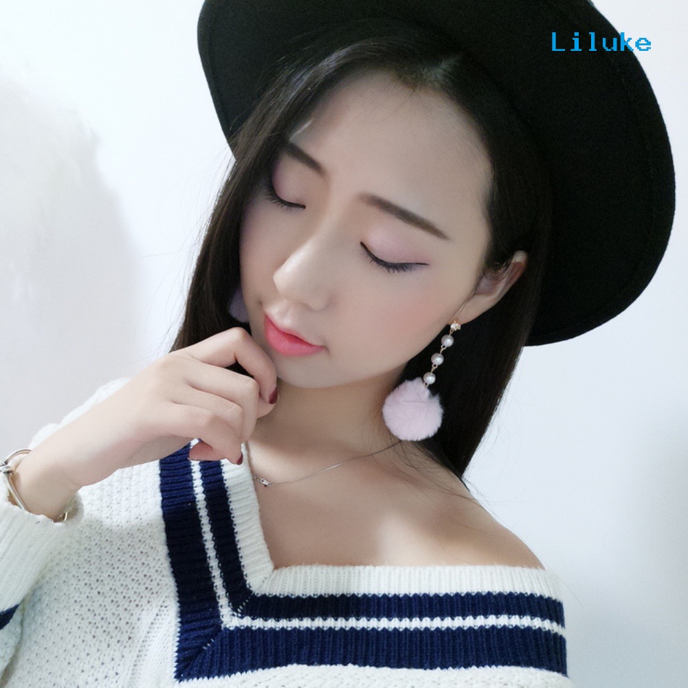 Bông Tai Dáng Dài Phối Cục Bông Xinh Xắn Đáng Yêu Cho Nữ