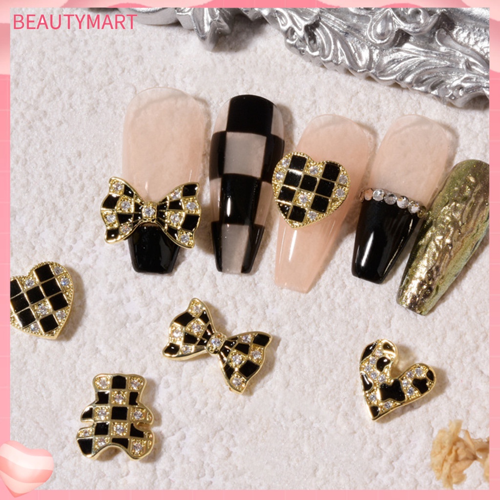 Phụ Kiện Trang Trí Móng Tay Nghệ Thuật Hình Gấu Nơ Trái Tim Dễ Thương Bắt Mắt
