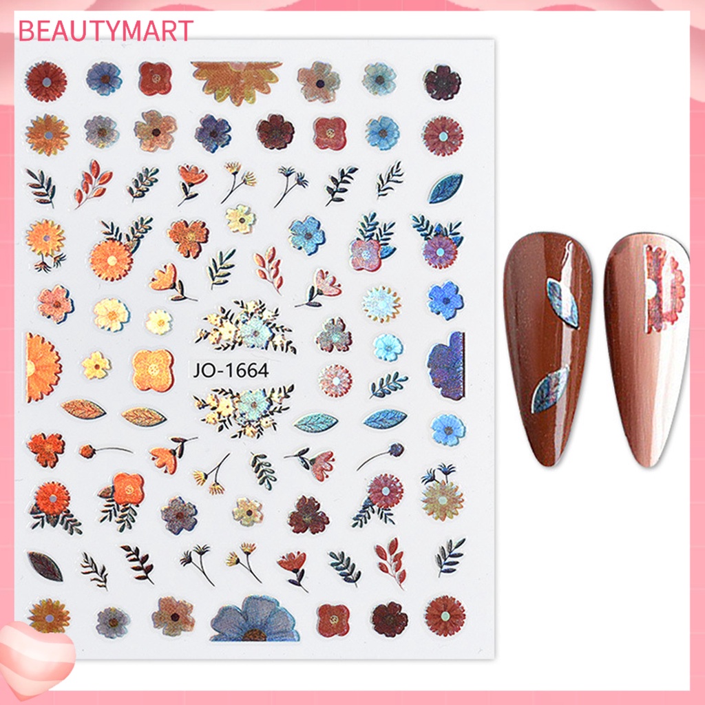 Miếng Dán Móng Tay Hình Hoa Lấp Lánh Nhiều Kiểu Tự Dính Chống Thấm Nước