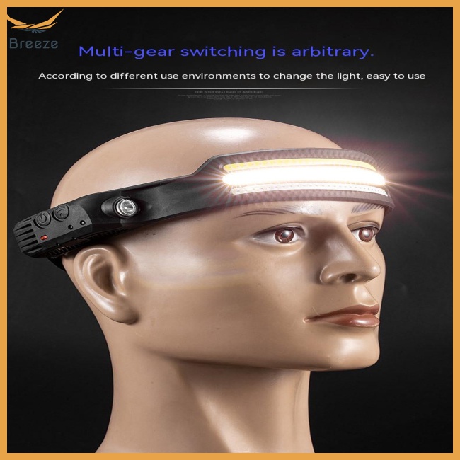 Đèn Pha Led Cob Cảm Ứng Nhiều Chế Độ Kèm Pin Sạc Usb Chất Lượng Cao