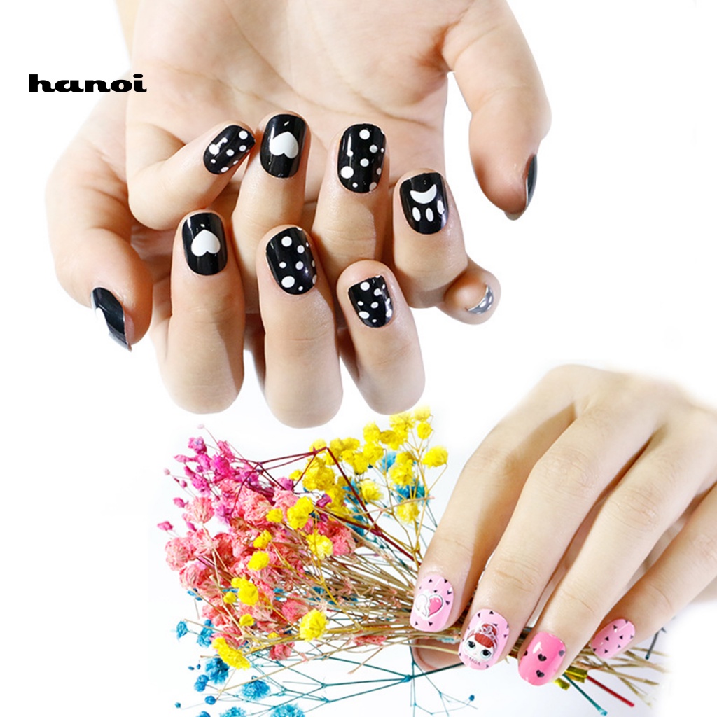 Bộ 24 Miếng Dán Móng Tay Bằng PVC Lâu Trôi Hình Trái Tim Cho Nữ