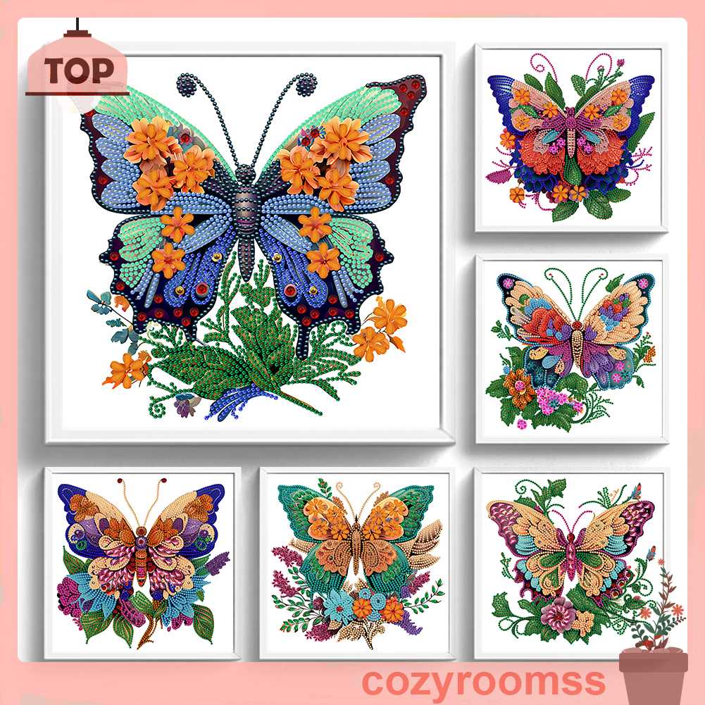 Tranh Đính Đá Hình Cánh Bướm 5D Nghệ Thuật Tự Làm Thủ Công Treo Trang Trí Nội Thất
