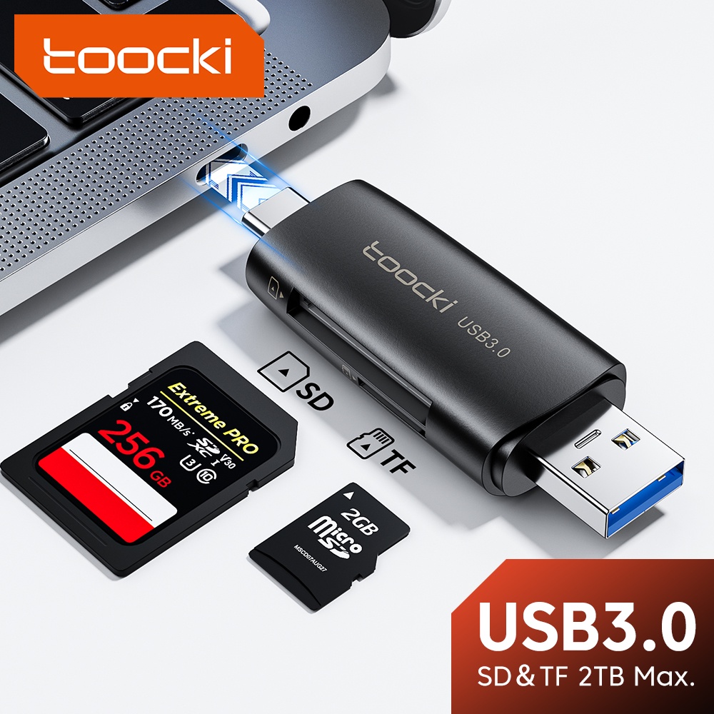 Đầu Đọc Thẻ Nhớ Toocki 2 Trong 1 Tốc Độ Cao Cổng Micro Type C OTG Sang USB 2.0 SD TF Android