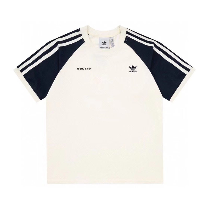 Áo Thun Tay Ngắn Cổ Tròn Chất Liệu 100% Cotton Thêu Logo Adidas Thời Trang Cho Cặp Đôi