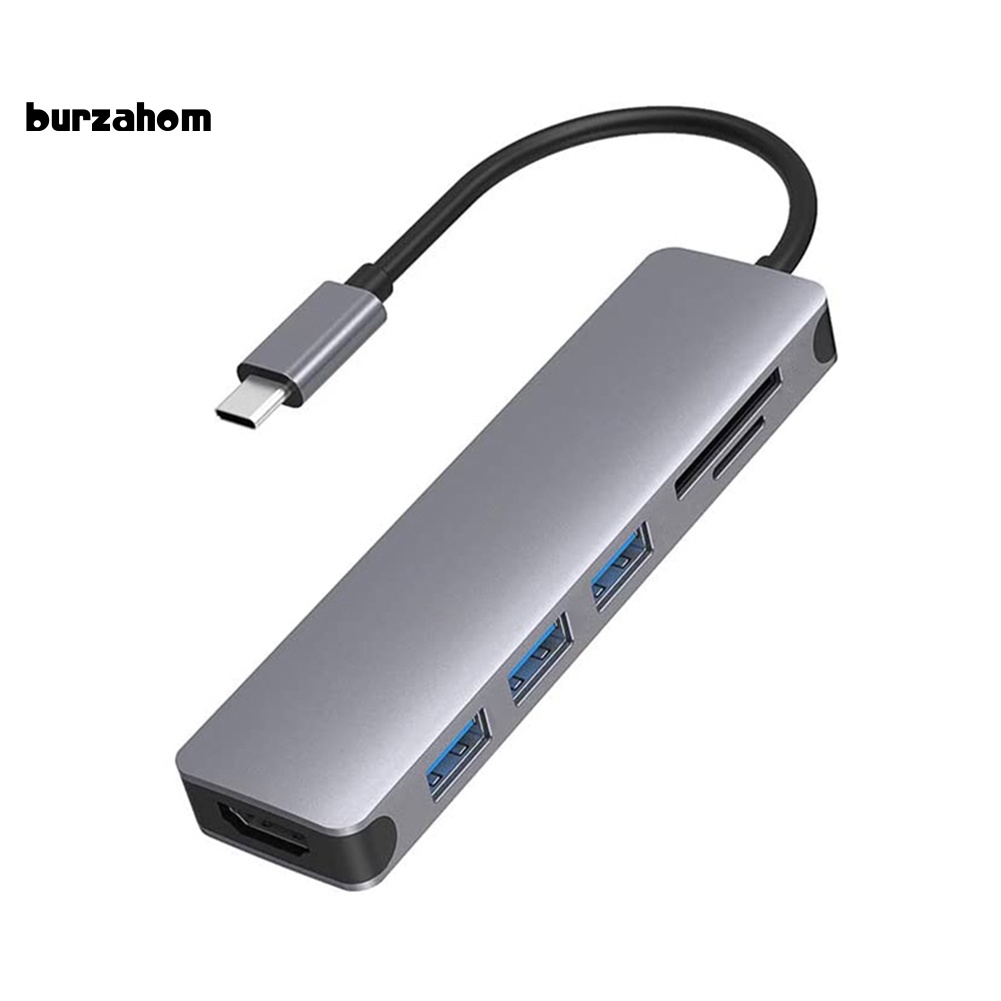 Đầu Chuyển Đổi 6 Trong 1 Type C Sang HDMI 4K 3 Cổng USB Cho Thẻ Micro-SD