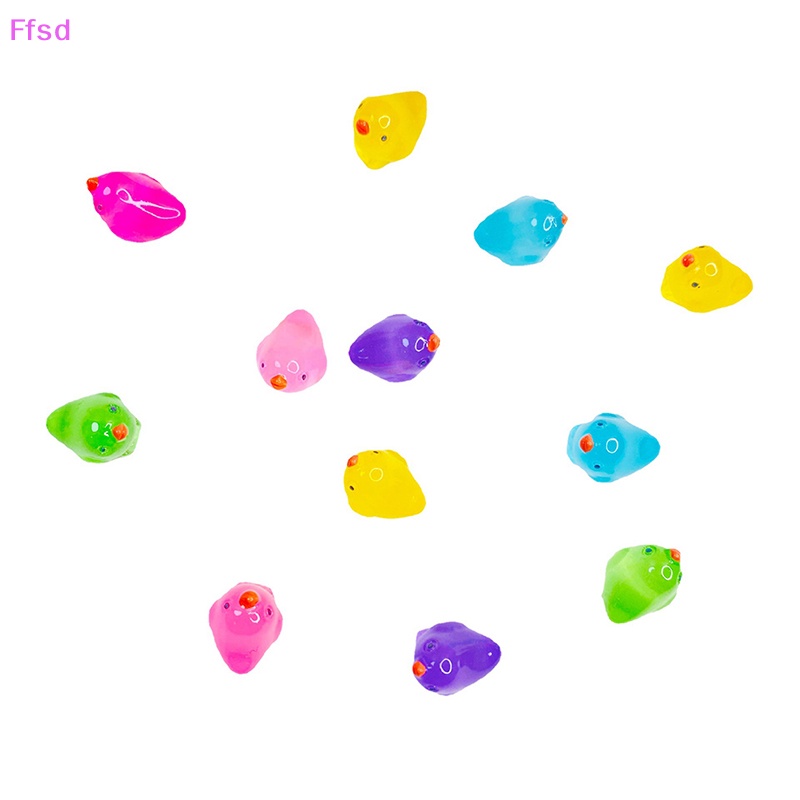 {Ffsd} Set 5 Chú Gà Mini Màu Dạ Quang Dễ Thương Trang Trí Tiểu Cảnh DIY