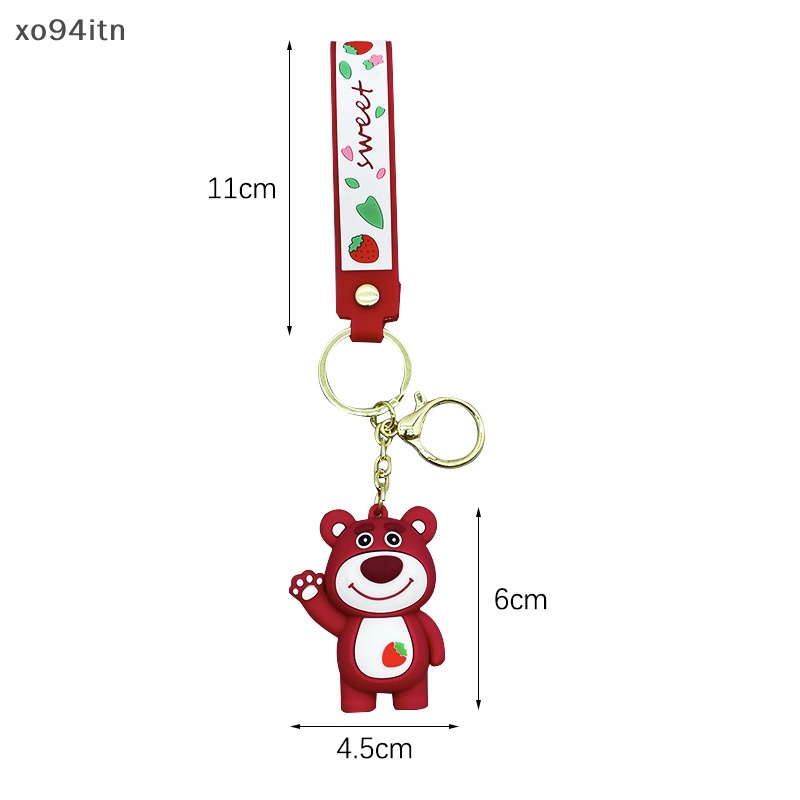 Móc Chìa Khóa Xe Hơi Hình Gấu Và Dâu Tây Màu Hồng Dễ Thương Dùng Làm Quà Tặng Sinh Nhật / Học Sinh