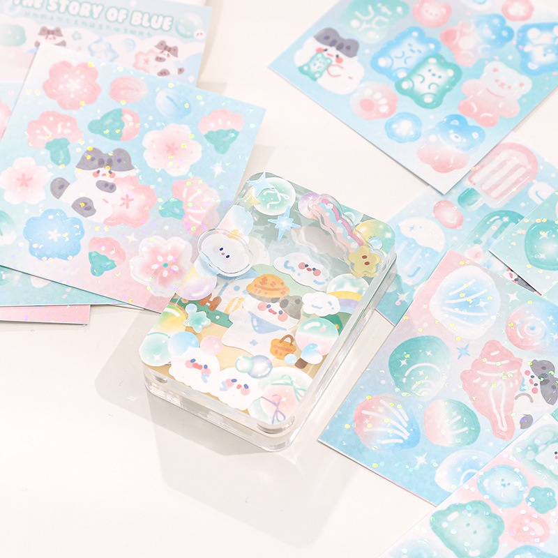 Bộ 10 Miếng Dán Trang Trí Sổ Tay Hình Câu Chuyện Nguyên Tố Dễ Thương