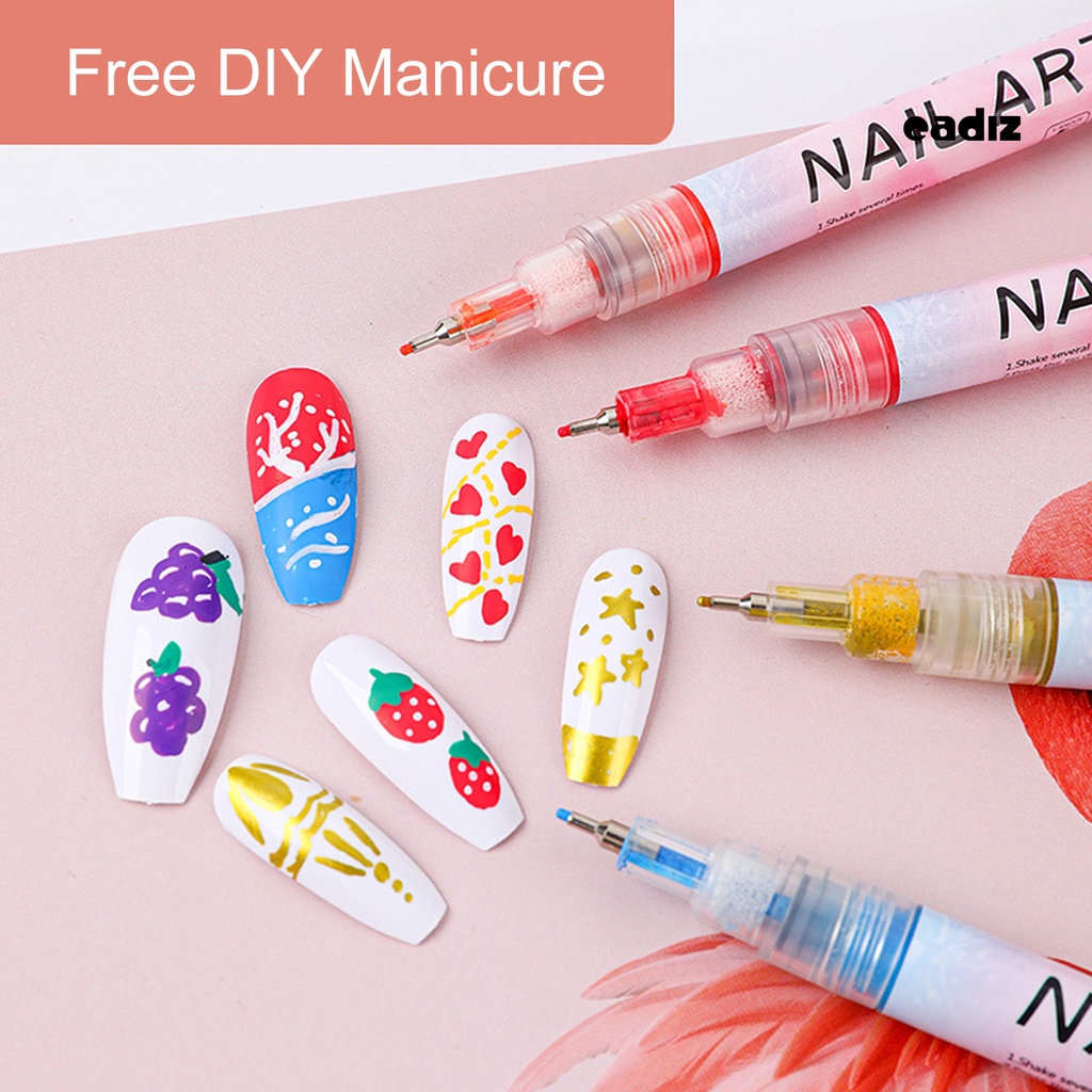 Set 12 Bút Vẽ Móng Nghệ Thuật Nhanh Khô Không Mùi Màu Sắc Tươi Tắn Cho Nữ