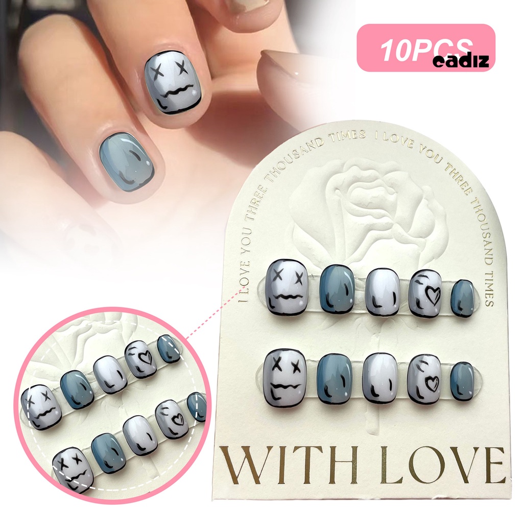 Bộ 10 Móng Tay Giả Độ Bóng Cao Che Phủ Toàn Diện Không Harm Hình Cún Dễ Thương Tự Làm Thủ Công