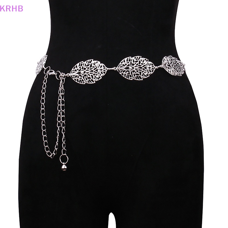 Thắt Lưng Dây Xích Mảnh Mặt Hình Chiếc Lá Bằng Kim Loại Đơn Giản Thời Trang Cho Nữ Mới