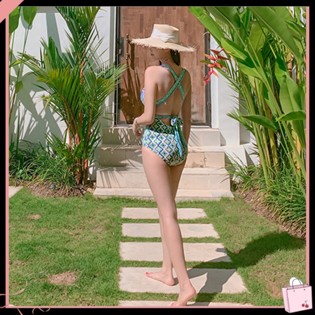 Bộ Đồ Bơi Một Mảnh Cổ Chữ V Khoét Sâu Hở Lưng Họa Tiết Hoa Quyến Rũ