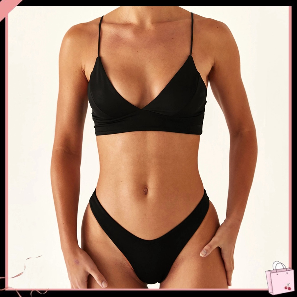 Bộ Đồ Bơi Bikini Hai Mảnh Lưng Cao Có Mút Đệm Quyến Rũ Dành Cho Nữ