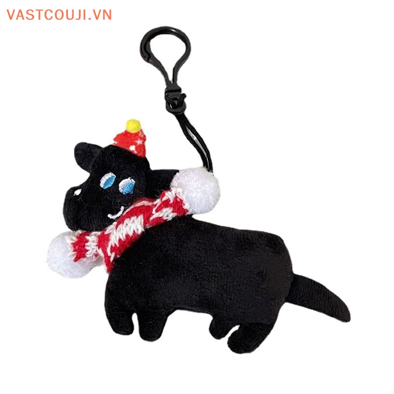 Móc Khóa Hình Chú Chó Nhồi Bông Màu Đen Dễ Thương