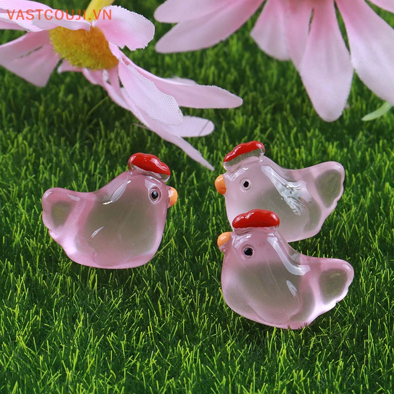 Bộ 5 Phụ Kiện Trang Trí Điện Thoại Hình Gà Bằng Nhựa Resin Màu Dạ Quang DIY