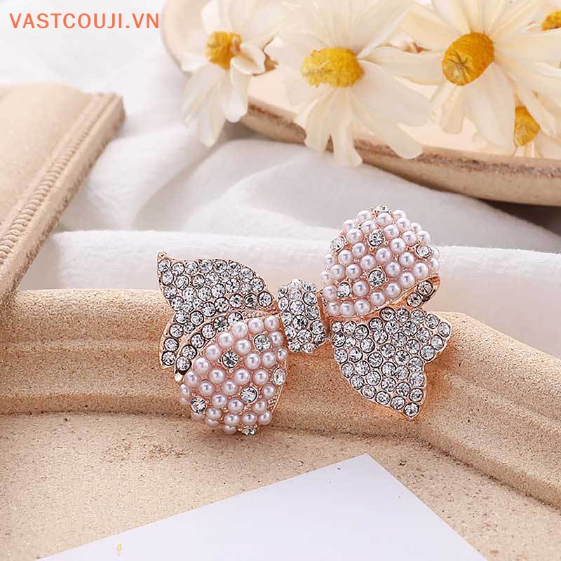 Vastji Wuli&amp;amp;Ghim Cài Áo Hình Nơ Đính Ngọc Trai Lấp Lánh Cho Nữ