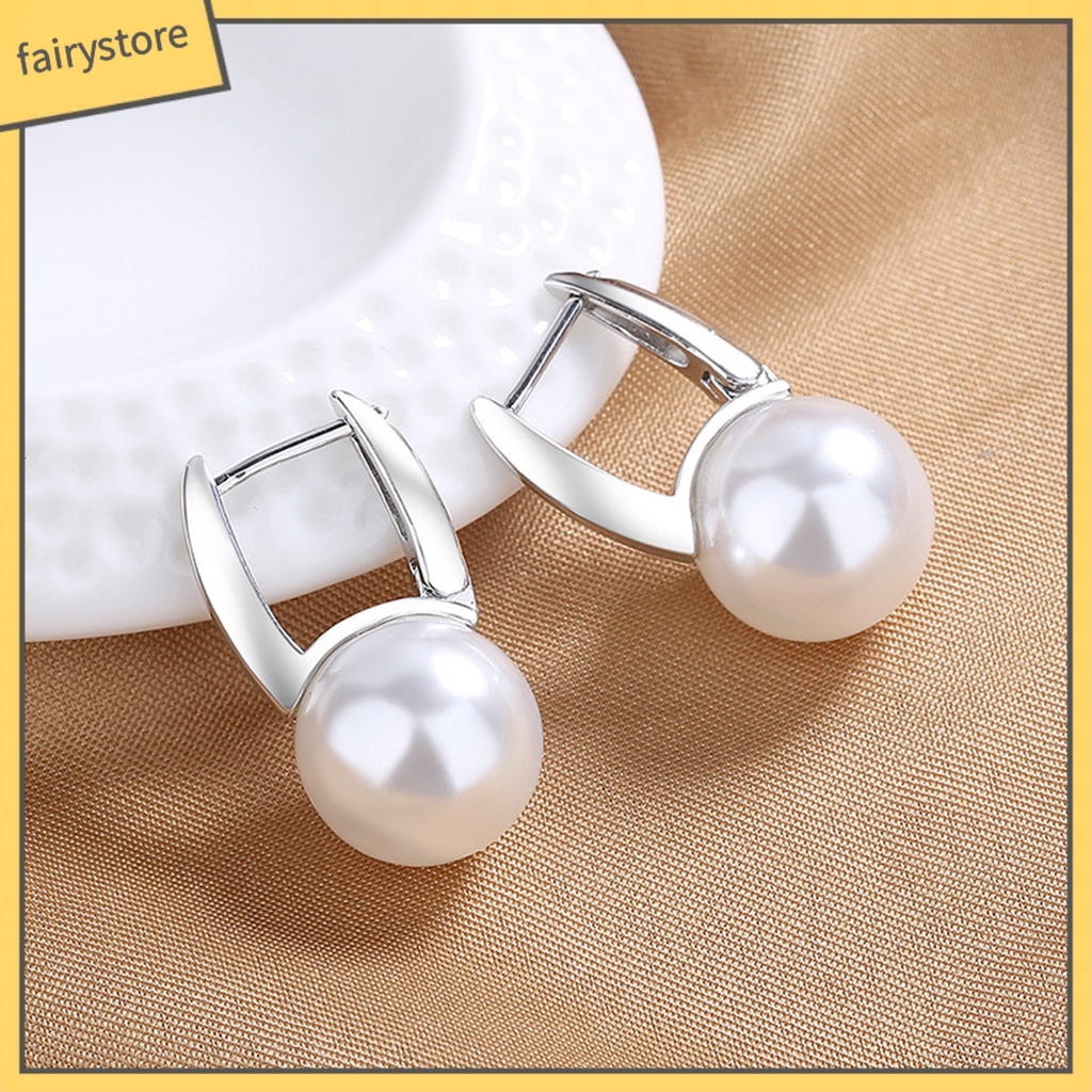 1 Đôi Bông Tai Đính Ngọc Trai Nhân Tạo Phong Cách Tối Giản Thanh Lịch Dành Cho Nữ