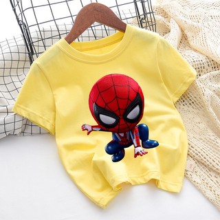 Áo thun cho bé in hình người nhện spider man màu vàng cho bé