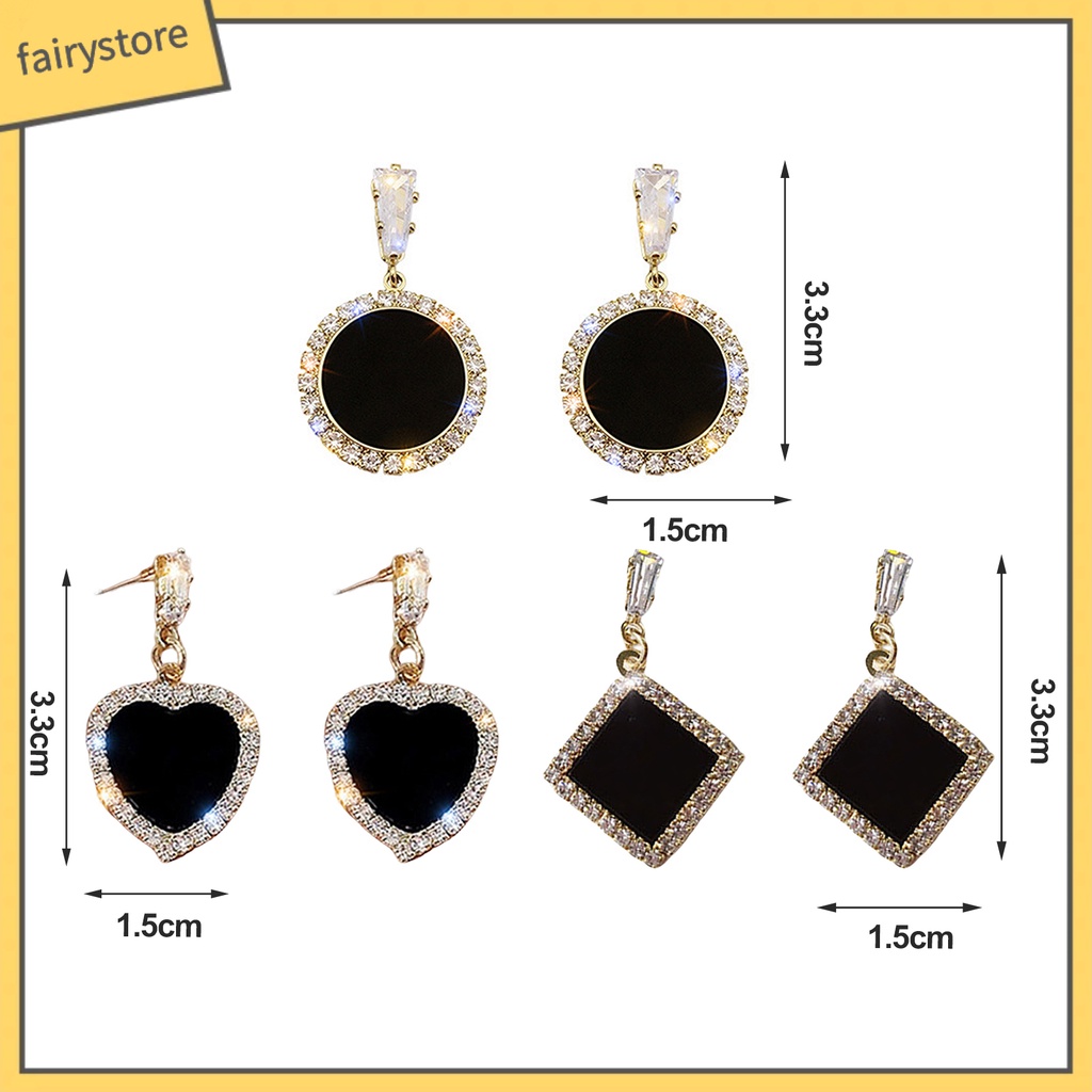 [FRO] 1 Đôi Bông Tai Xỏ Lỗ Tròn Mạ Bạc Đính Đá Sáng Lấp Lánh Trang Trí Mắt Bắt Mắt