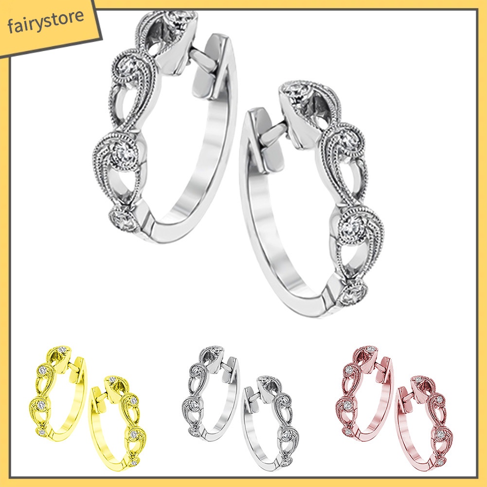 Khuyên Tai Tròn Rỗng Đính Đá Thời Trang Cho Nữ